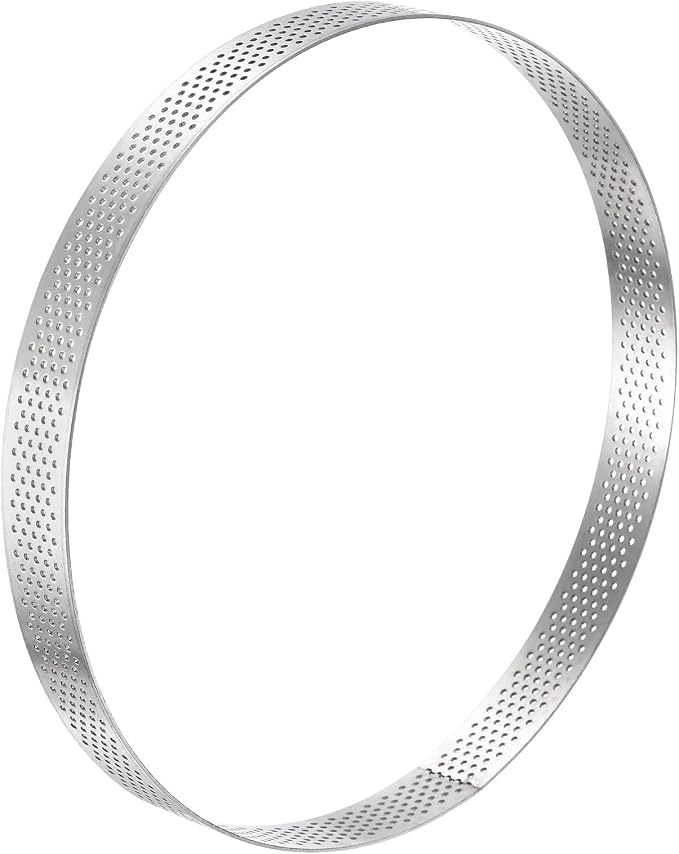 uxcell Stainless Steel Small Cake Rings, Perforated Cake Mousse Ring Kitchen Baking Heat-Resistant 7.1" Diameter, 0.8" Height,for Cake Dessert Biscuit Chocolate, Silver
