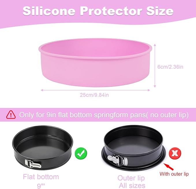 LynxLink Silicone Springform Pan Protector with Baking Mat Set for 9 inch Cheesecake Pan,Baking Pan,Cake pan - Cheesecake Water Bath Protector and Prevent Cake from Sticking to Bottom and Side