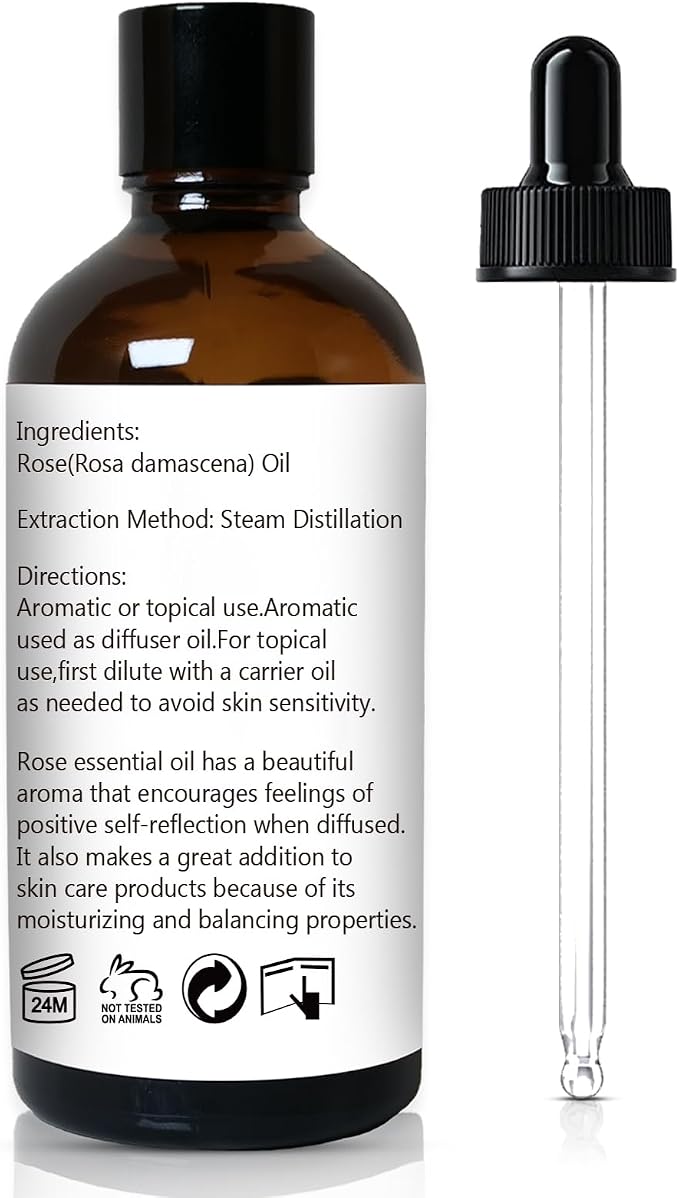 GM Gumili Rose Essential Oil for Face, Hair, Body, Skin, Aromatherapy, Essential Oils Diffuser, DIY Blends - 3.38 Oz