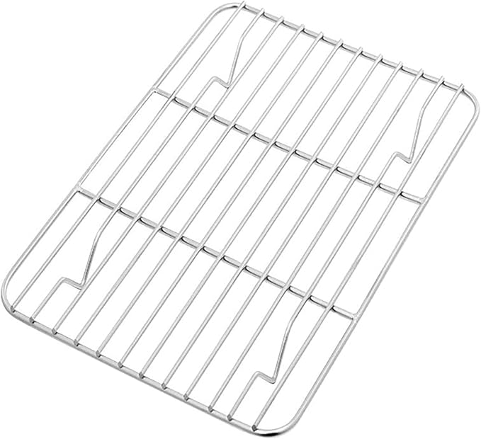 Line Roasting Racks, 1 Pcs 9.8 Inch x 7.3 Inch High Strength Stainless Steel Grill Racks for Baking and Cooling of Barbeque in Oven, Party, Dinning and Outdoors (9.8 inch)