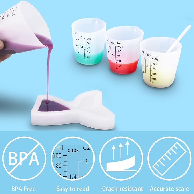 Creahaus 12pcs Silicone Measuring Cups for Resin, 100ml Non-Stick Black Measurements Epoxy Silicone Mixing Cups, Reusable Resin Supplies for Resin, Molds, Jewelry Making, Easy to Clean