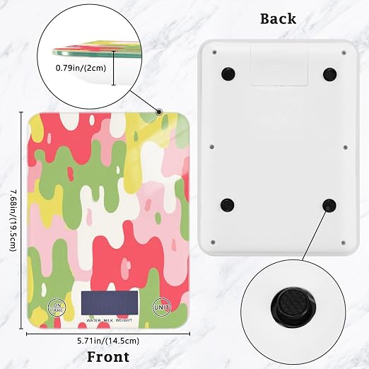 Food Scale Kitchen Scale Food Weight Scales Digital Weight Grams and Ounces Small Electronic Food Scale for Baking Cooking Colorful Drips