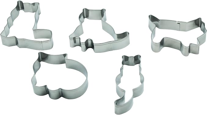 Cat Cookie Cutters Set,5 PCS Cat Shaped Stainless Steel Molds for Cookies,Biscuit,Vegetable,Fruit,Baking Pastries Doughs