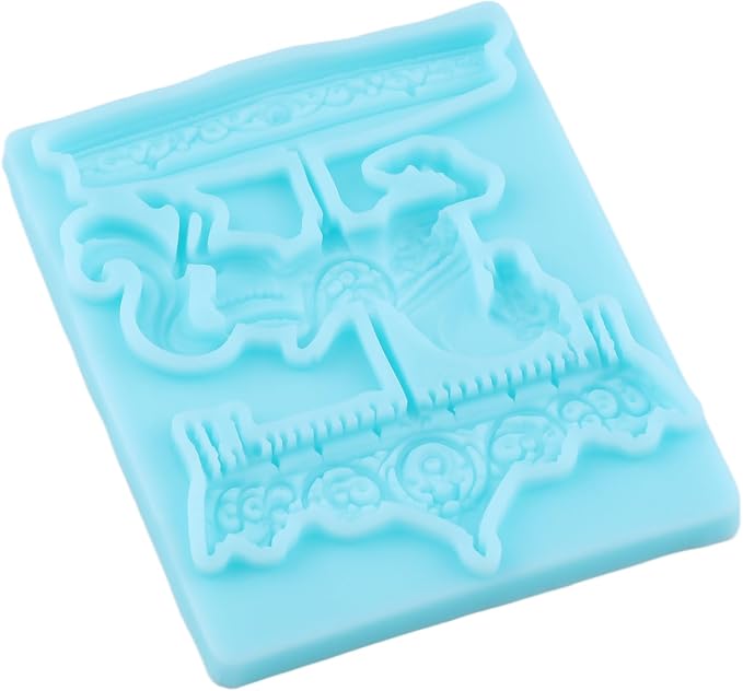Carousel Fondant Mold Carousel Silicone Chocolate Mold for Cake Decorating Cupcake Topper Chocolate Candy Gum Paste Polymer Clay