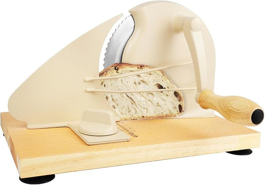 𝐔𝐩𝐠𝐫𝐚𝐝𝐞 Bread Slicer, Manual Bread Slicers with Hand Crank,Sourdough Slicer Manual Adjustable Width,Stainless Steel Blade Metal Guide Rail,Bread Slicer for Homemade Bread, 10 Years Warranty