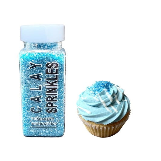 Blue Sprinkles for Baking, Blue Sanding Sugar Crystals, 4.23 ounces Edible Sparkling Coarse Sugar Sprinkles for Cake Decorating, Cupcake Topper, Cookie Toppings, Wedding Birthday Christmas Supplies