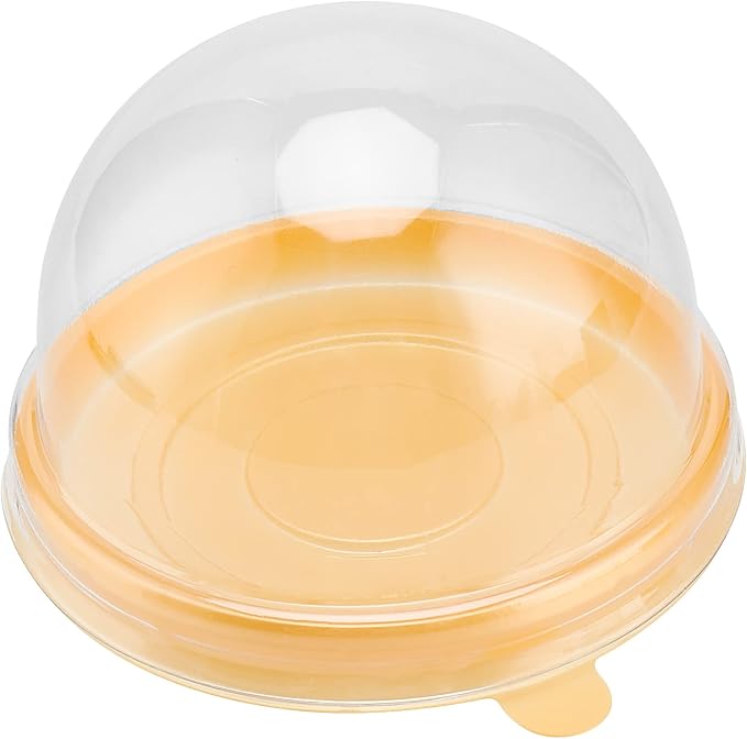 200 Pack Plastic Mini Cake Box, Clear Cupcake Box with Dome Lids, Round Cupcake Boxes Plastic Cupcake Holders for Mooncakes, Cookies, Desserts, Gold Base