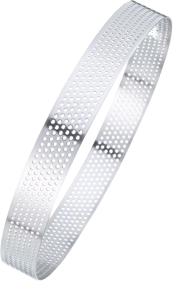 HARFINGTON Stainless Steel Tarts Rings 6.3" Perforated Metal Circle Baking Dessert Mousse Round Cake Ring Non Stick for Home Kitchen Food Cheese Making Tool