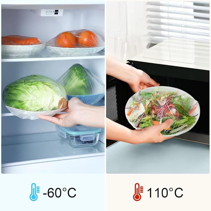 100 Bowl Covers Bread Proofing Extra Large Shower Cap Plastic Wrap for Food Sourdough Bread Baking Supplies Rising Elastic Reusable Sourdough Tools Banneton Covers Outdoor Fresh Keeping Bag