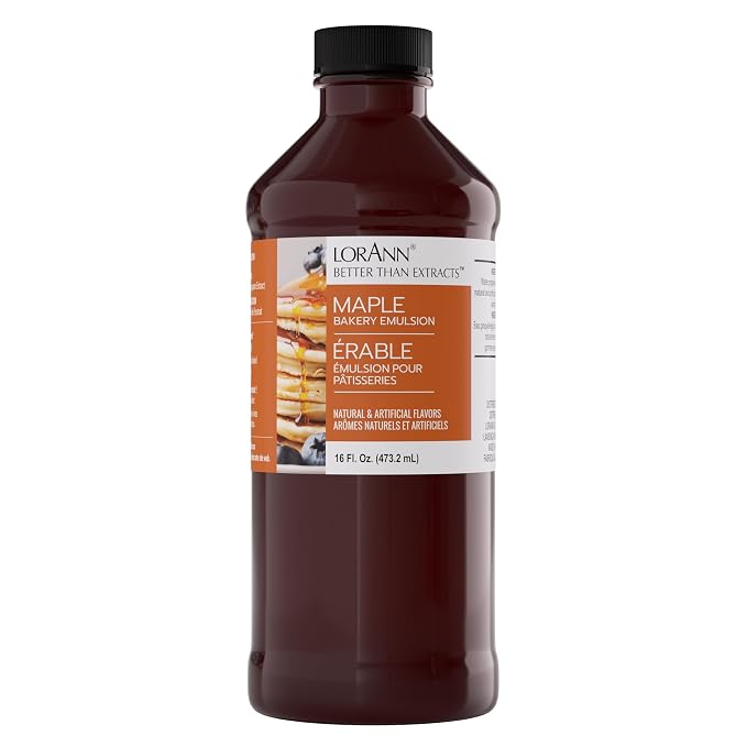 LorAnn Oils Maple Bakery Emulsion: True Essence, Ideal for Boosting Fruit Tones in Cakes, Cookies & Desserts, Gluten-Free, Keto-Friendly, Extract Substitute Essential for Your Kitchen, 16 Oz