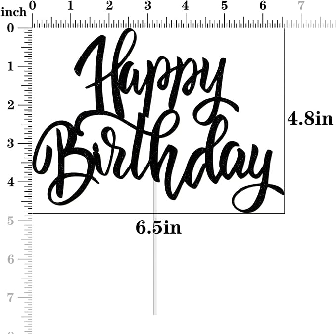 Happy Birthday Cake Decorations, Gold Double-Sided Glitter Letters, Birthday Party Supplies, Cake Topper Decorations (Black)