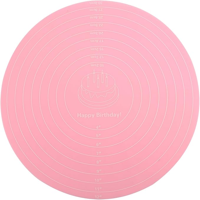 Baking Mat Round Silicone Pastry Mat, Nonslip Sheet Mat with Measurement, Nonstick Dough Rolling Mat Food Grade Silicone Counter Mat for Making Cakes Cookies Macarons Bread and Pastry
