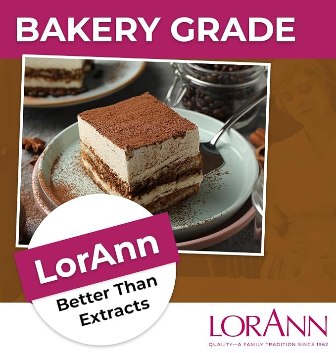 LorAnn Oils Coffee Bakery Emulsion: True Essence, Ideal for Boosting Fruit Tones in Cakes, Cookies & Desserts, Gluten-Free, Keto-Friendly, Extract Substitute Essential for Your Kitchen, 4 Oz