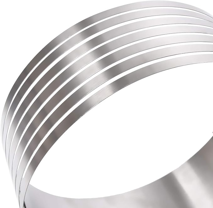Oranlife Cake Leveler Slicer, Adjustable Round Cake Rings, Cake cutter, 7 Layer Stainless Steel Cake Slicing Accessories, 9.8-12.2 inch