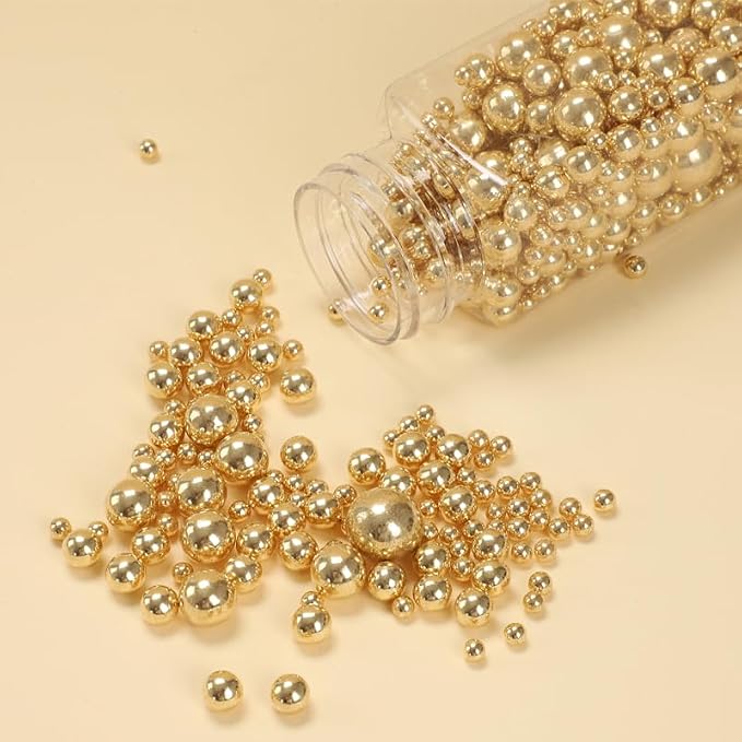 Edible Pearl Sprinkles, Golden, 26 Colors Mixed Size | Gluten Free, Food Grade, For Cakes, Cupcakes, Cookies, Donuts & Ice Cream, Wedding & Valentine's Day Decoration