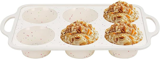 Silicone Muffin Pan with Metal Reinforced Frame - Muffin Pan for Homemade Muffins, Cupcakes, Muffin Cakes, and Bread, Oven and Dishwasher Safe (Jumbo: 6 Cups×1pack)
