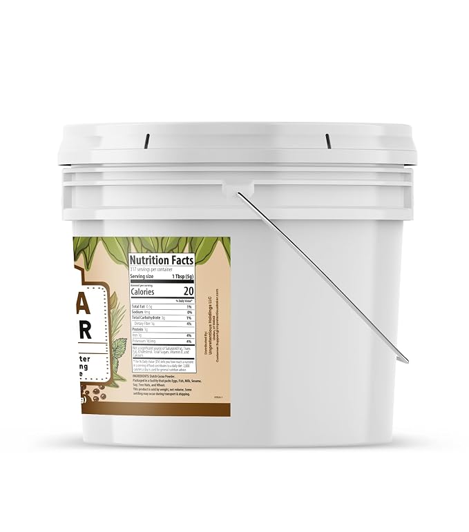 Unpretentious Dutch Cocoa Powder, 1 Gallon Bucket, Brownies, Cookies, Shakes, Food Storage