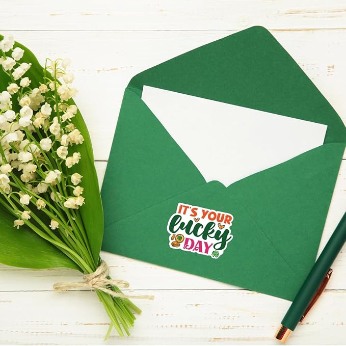 200 PCS St. Patrick's Day Packaging Stickers,It's Your Lucky Day Stickers for Small Business Envelopes Shipping Boxes Gift Packaging