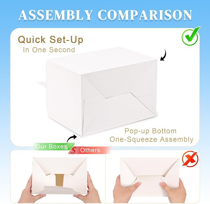 TryDrem 10 PCS Large Gable Boxes with Handles, 9x6x6 Inch Spacious Capacity Party Favor Boxes, White Treat Box for Gifts, Bread, Cookies, Lunch, Bakery, Wedding, Birthday, Picnic