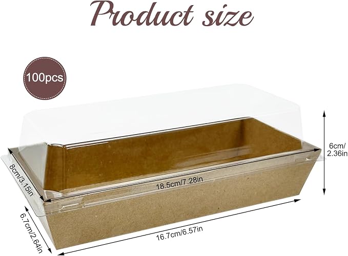YEXEXINM 100 Pack Paper Charcuterie Boxes with Clear Lids, Disposable Kraft Sandwich Boxes Food Containers for Bakery, Desserts, Sushi, Strawberries, Cookies, Cookies, Hamburgers (Brown)