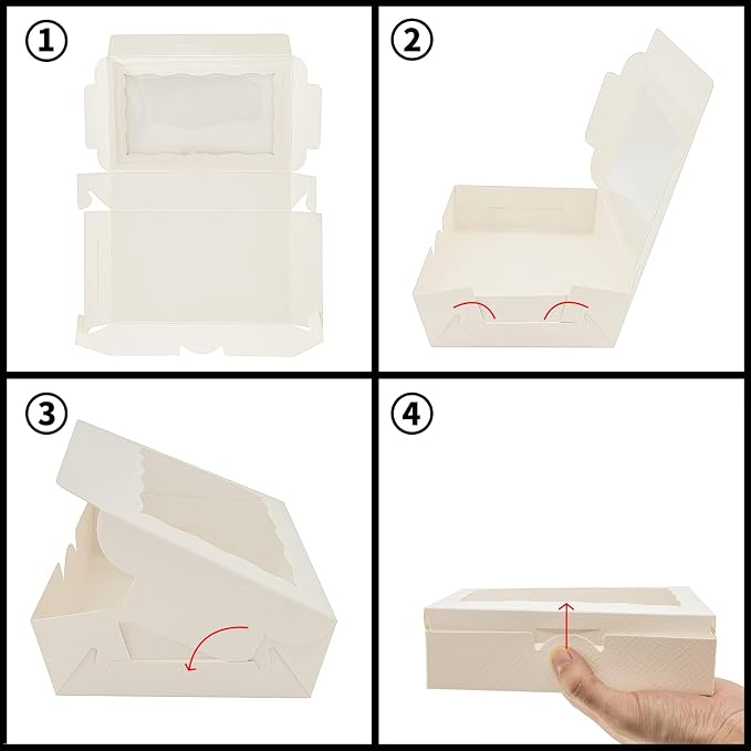 20pcs 8x5x2 Inch White Bakery Boxes Cookie Boxes with Window Treat Boxes Dessert boxes for Cookie,Pastry,Macaron,Donut,Muffins,Chocolate,Cupcake and Candy Gift Giving