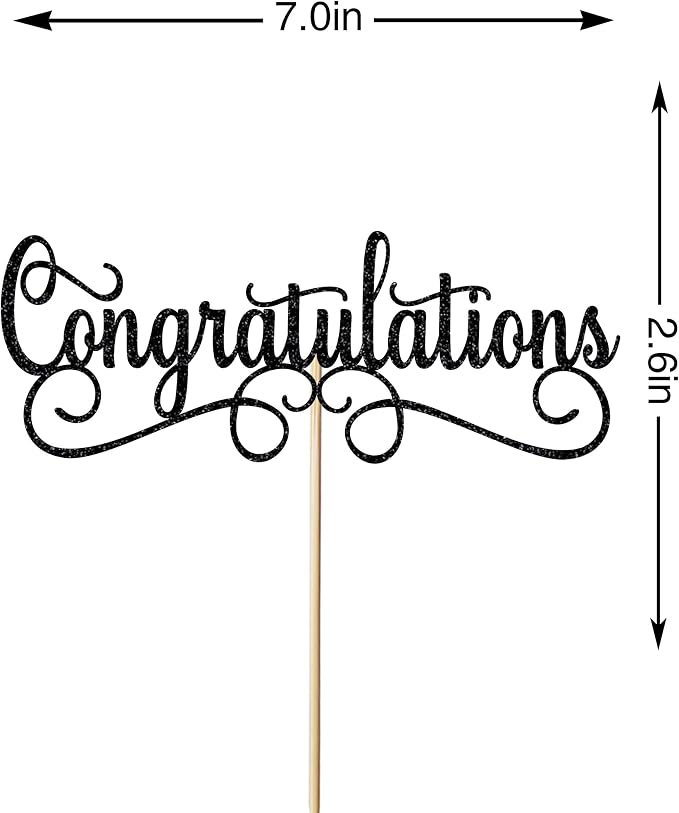 Congratulations Cake Topper, Class of 2026 Cake Topper, Congrats Grad Party Decorations Supplies, High School Graduation/College Graduate Party Decoration Supplies (Black)