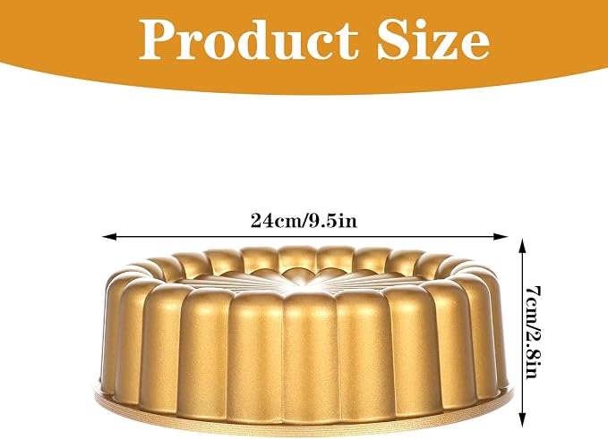 9.5 Inch Charlotte Cake Pan, Reusable Mold Fluted Cake Pan, Nonstick Aluminium Cakes Mold with Flower Shape for Cheese, Chocolate Cakes, Strawberry Shortcake, Brownie Tart Pie