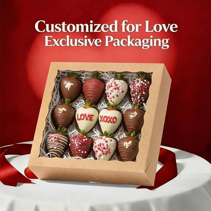 9inch Kraft Brown Bakery Boxes,Pie Boxes with Clear Window Treat Boxes for Chocolate Strawberries, Pastries, Muffins, Donuts,Cookie,Breakable Heart&9x9x2.5inch 6 of Pack