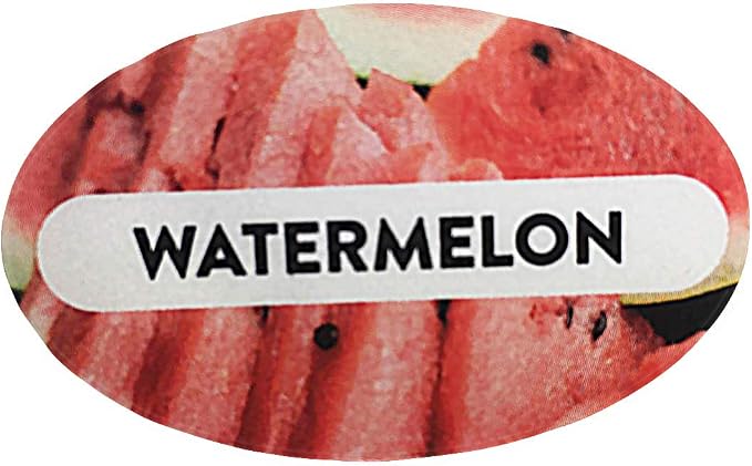 Watermelon Grocery Store Food Labels 1.25 x 2 Inch Oval Shape 500 Total Adhesive Stickers