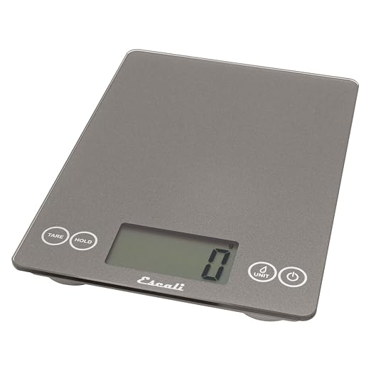 Escali Arti Glass Food Scale Digital Countertop Kitchen, Baking and Cooking Scale with Nutrition and Calorie Counter, 15-Pound Capacity, 9" x 6.5" x .75", Gray Storm