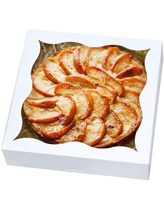 qiqee Auto-pop Up 24Packs White Pie Boxes with Window 12x12x3 Inch Cookie Donut Bakery Box