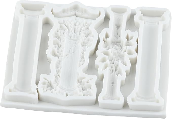 European Vintage Roman Column Silicone Mold Baroque Relief Pattern Pillar Fondant Molds for Cake Decorating Cupcake Topper Candy Polymer Clay Chocolate Gum Paste