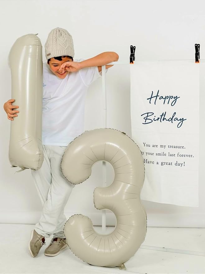 Balloons Number Balloon 10th Birthday Decorations, 40 Inch Big Foil Balloon for Men & Women, Cream Number Balloons for Wedding Memorial Day Birthday Aniversarry Supplies