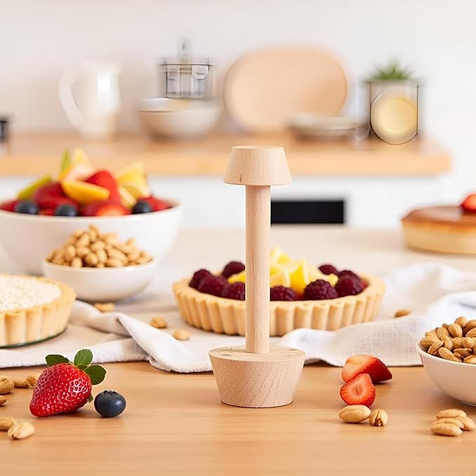 Woodiness Tart Tamper Pastry Tamper Double Side Wooden Egg Tart Tamper Mold DIY Cake Pastry Pusher for Kitchen Party Baking Tools, Pie, Tart and Quiche Pans