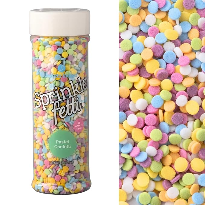 Sweets Indeed Dye Free Rainbow Sprinkles, No Artificial Dyes, Edible Sprinkle Mix, Perfect for Cake Decorations, Baking, Ice Cream, Cookies, Cupcake Topper (Dye Free Confetti Circle)
