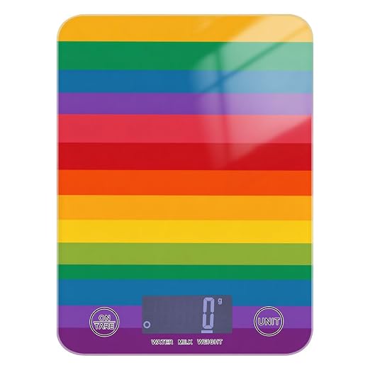 Food Scale Kitchen Scale for Baking Cooking Digital Food Weighing Measuring Scale Small Waterproof Electric Food Scale Rainbow Color Stripes