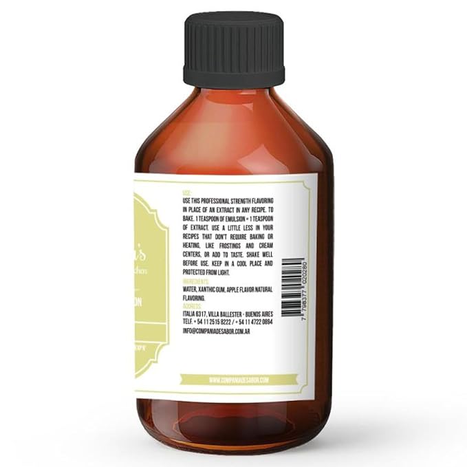 Gusteau's - Apple Bakery Emulsion, 4 fl oz (100ml) Alcohol Free, Sugar Free, Kosher (APPLE)