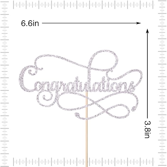 Congratulations Cake Topper,Congratulations 2026 Graduation Cake Topper,Graduation, Wedding, Retirement, Birthday, Anniversary, Celebration Party Decorations Supplies (Silver)