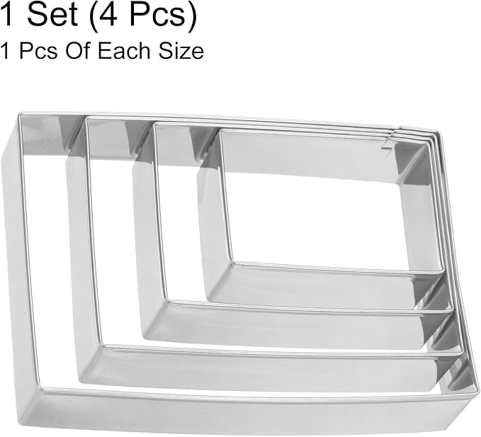 HARFINGTON Rectangle Cookie Cutter Set Assorted Sizes Stainless Steel Geometric Biscuit Baking Pastry Candy Cookie Cutters Molding for Pastry Fondant Cake