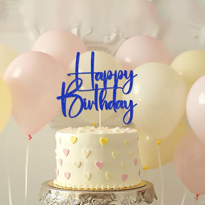 dark blue Happy Birthday Cake Topper, Happy Birthday Cake Bunting Deco, Baby Gender Reveal Party/Anniversary Party Decoration Supplies