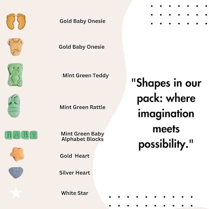 Confect Neutral Baby Shower Sprinkles | Gender Reveal Sprinkles | Birthday Assorted Pack Of 5 Mix Edible Heart, Teddy Bear & Gold Baby Feet Sprinkle | Vegan, Gluten-Free, Nut-Free, Soy-Free, Dairy-Free, Palm Oil-Free - 5 Oz