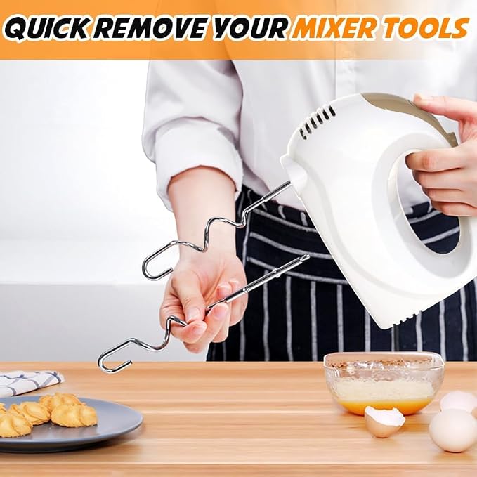 Handmixer Electric Handheld - 5 Speed Portable Kitchen Mixer Electric with 5 Stainless Steel Accessories Whisk, Food Beater for Whipping Mixing Cookies