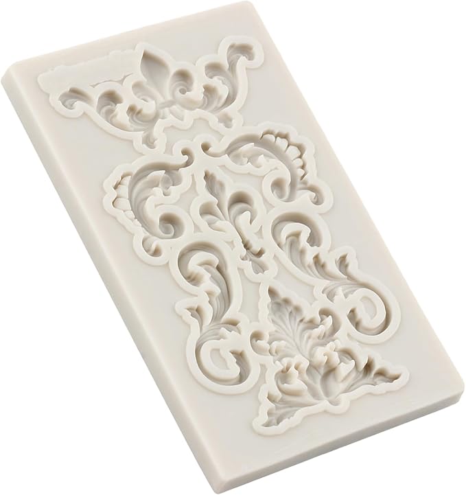 Baroque Fondant Molds, Silicone Border Chocolate Scroll Mold For Cake Decorating Cupcake Topper Candy Chocolate Gum Paste Polymer Clay Set Of 1