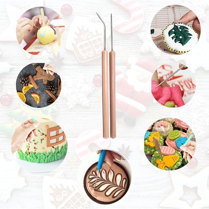 A2Z-Cookie Scribe Tool Stir Needle Cookie Decorating Tool, DIY Baking Pin Whisk Spatula Stainless Steel Needle Biscuit Shaping Icing Pin Scribe Modeling Tool - for Icing & Fondant Shaping (12 Pcs Mix)