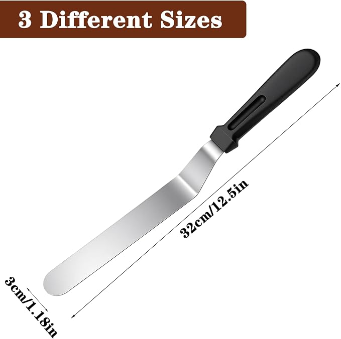 8" Icing Spatula, Offset Spatula Stainless Steel Angled Cake Spatulas Frosting Spatulas with Ergonomic Plastic Handle Cake scraper for Cakes Decorating, Frosting, Baking