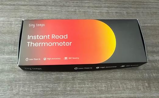Tiny Temps - Digital Meat Thermometer for Kitchen - Black // Instant Read // Candy Thermometer for Food and Cooking // Sleek, Battery Included, White Display
