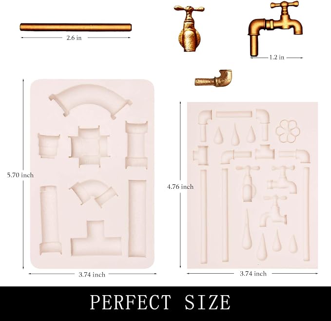 Pipes Silicone Chocolate Molds, Steampunk Pipeline Stop Tap Fondant Molds for Fathers Day Cake Decoration Cupcake Toppers Cookies Gum Paste Polymer Clay Resin Crafts DIY