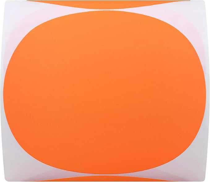 Hybsk Round Color Coding Circle Dots Labels Warehouse Inventory Organizer Stickers (3 inch, Fluorescent Orange)