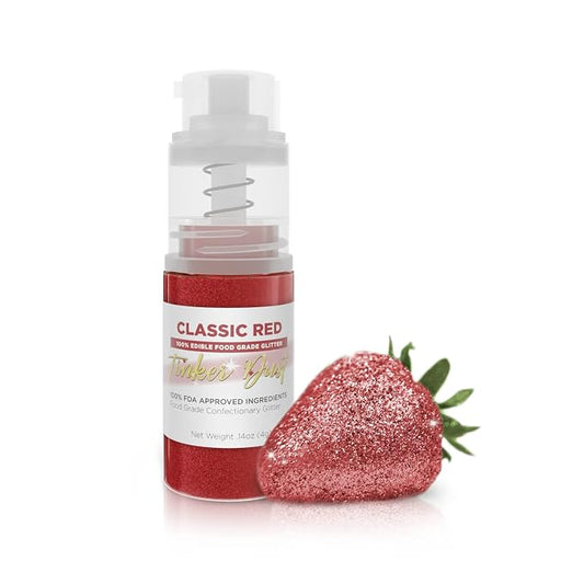Bakell - Classic Red Tinker Dust (4g, 1x Mini Spray Pump) Edible Glitter for Food, Desserts, and Baked goods!
