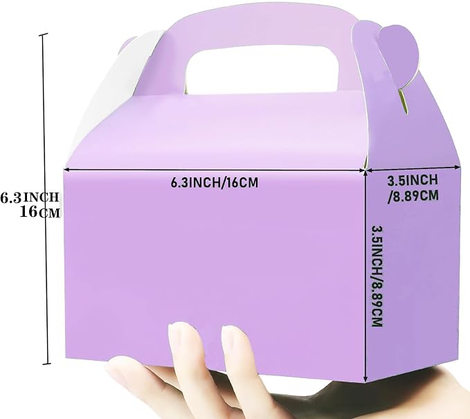 30Pcs Purple Party Favor Treat Boxes Goodie Paper Box with Handles | Gable Gift Boxes Perfect for Purple Birthday Party Baby Shower Decoration Supplies